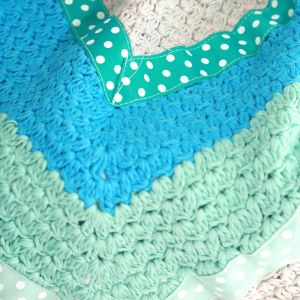 Mint Green And Dusty Grey Hand Crochet Blanket