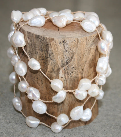 Baroque Pearl (white) & string long necklace