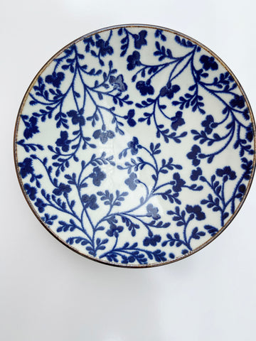 Japanese Floral Blue/Cream Bowl- Large