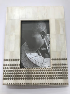 WHITE BONE FRAME W/TRIBAL BROWN DOT 4X6"