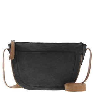 Leather cross body bag - Black and Camel